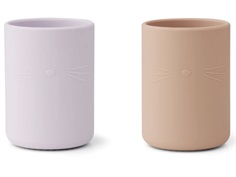 Liewood cat light lavender rose mix silicone cup Ethan (2-pack)